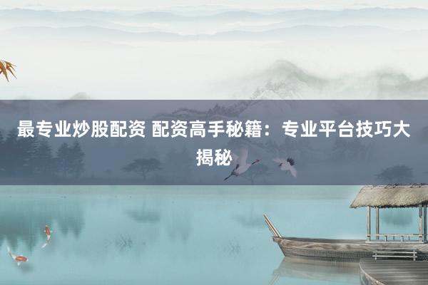 最专业炒股配资 配资高手秘籍：专业平台技巧大揭秘