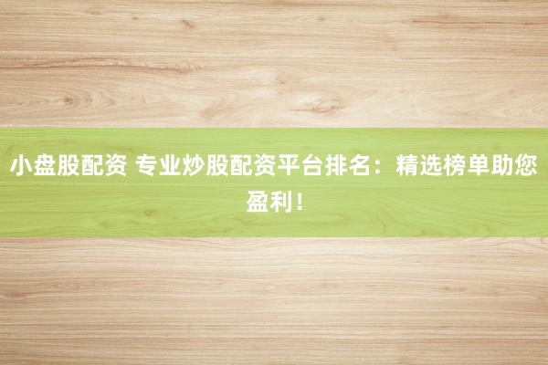 小盘股配资 专业炒股配资平台排名：精选榜单助您盈利！