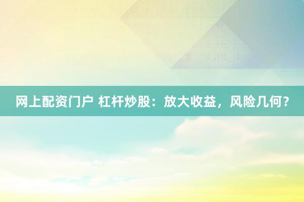 网上配资门户 杠杆炒股：放大收益，风险几何？