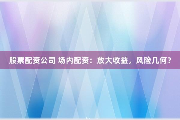 股票配资公司 场内配资：放大收益，风险几何？