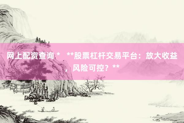 网上配资查询 *   **股票杠杆交易平台：放大收益，风险可控？**