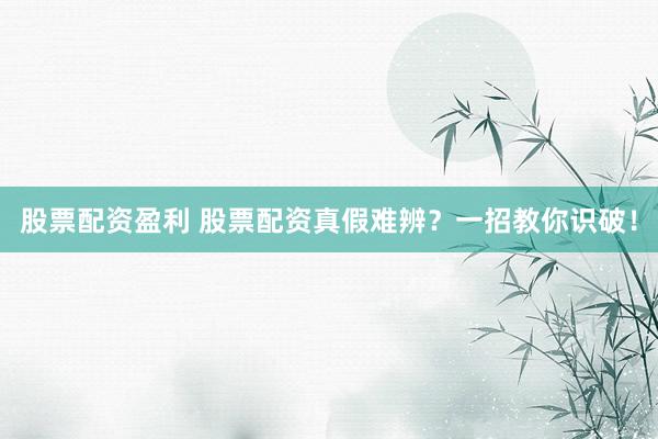 股票配资盈利 股票配资真假难辨？一招教你识破！