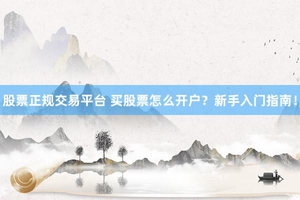 股票正规交易平台 买股票怎么开户？新手入门指南！