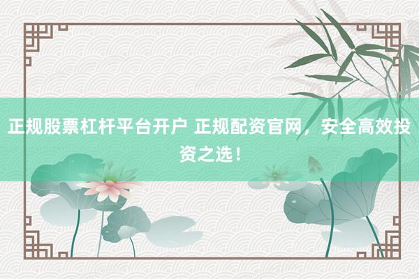 正规股票杠杆平台开户 正规配资官网，安全高效投资之选！