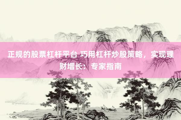正规的股票杠杆平台 巧用杠杆炒股策略，实现理财增长：专家指南