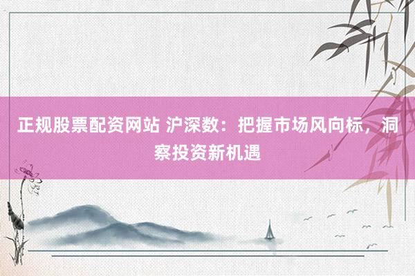 正规股票配资网站 沪深数：把握市场风向标，洞察投资新机遇