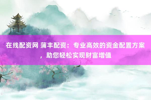 在线配资网 蒲丰配资：专业高效的资金配置方案，助您轻松实现财富增值