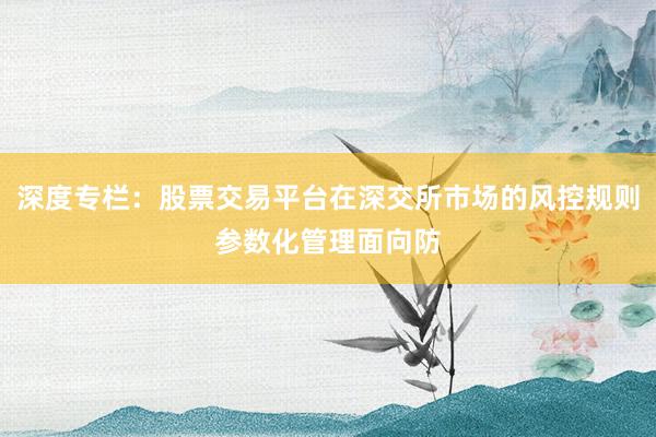 深度专栏：股票交易平台在深交所市场的风控规则参数化管理面向防