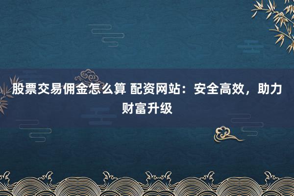 股票交易佣金怎么算 配资网站:安全高效,助力财富升级