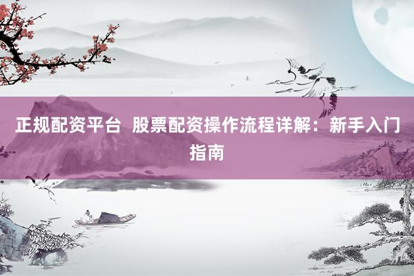 正规配资平台  股票配资操作流程详解：新手入门指南