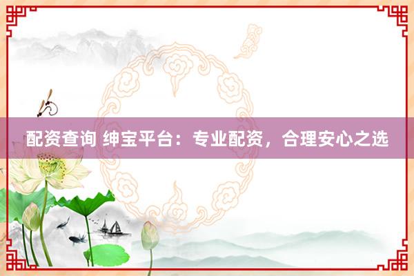 配资查询 绅宝平台：专业配资，合理安心之选